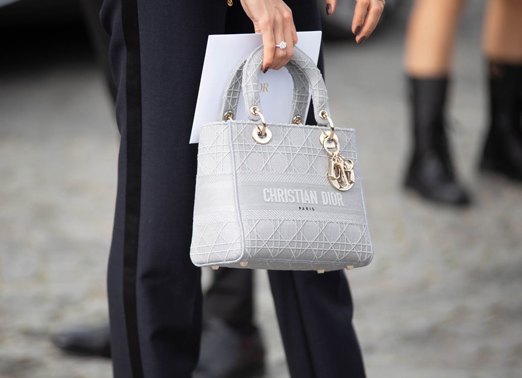 Christian dior mini lady bag with rhinestone